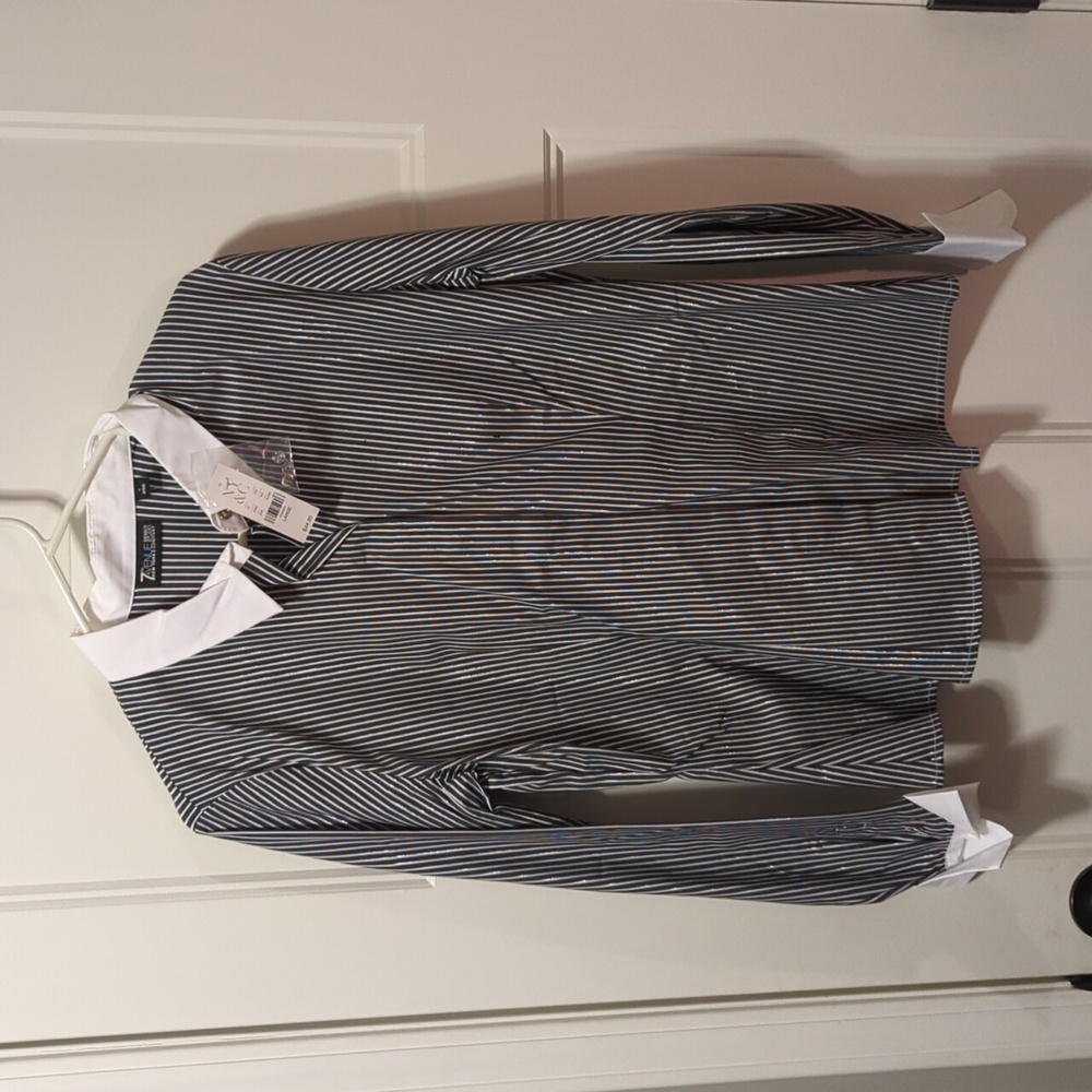 7th Avenue design studio New York and Company pink striped shirt
